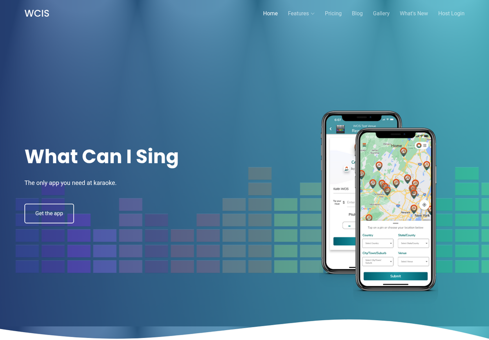 What Can I Sing homepage showing its karaoke venue map and request app